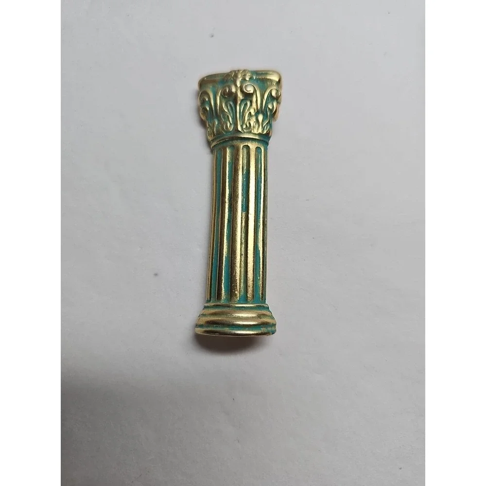 Greek Column Pin‎ Brooch Gold Tone & Turquoise Greece